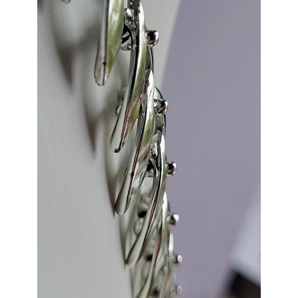 Vintage Coro Necklace 1960s Silver Chevron Signed 1960s MCM Mid Century Modern - Picture 6 of 7